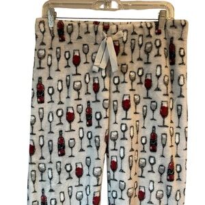 Warm and Fuzzy Sleep Pajama Pants, Wine Glasses, Medium